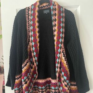 Gorgeous black and multi-colored knit cardigan